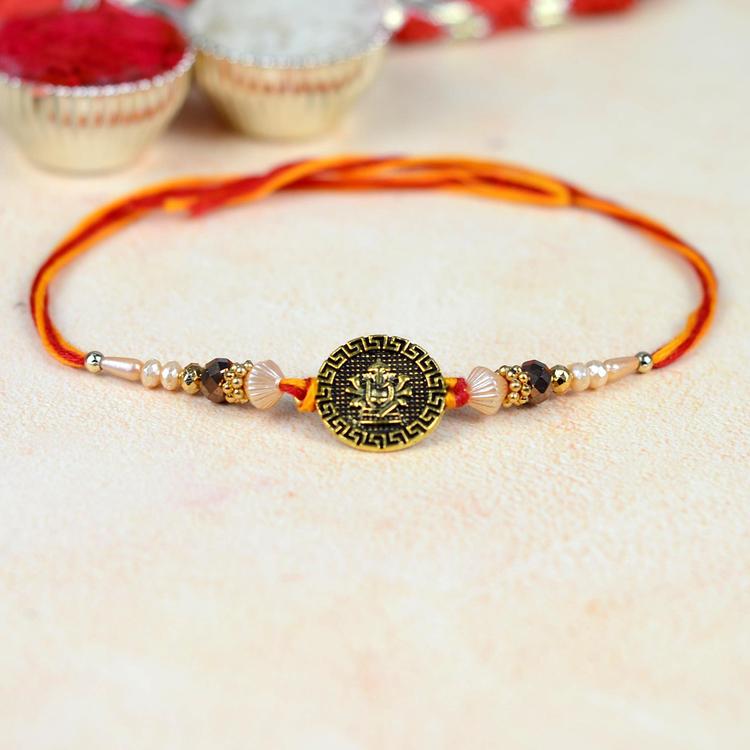 Antique Coin mauli Ganesh Rakhi