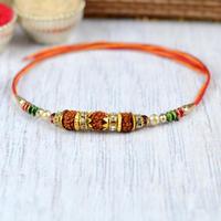 Triple Rudraksh Colourful Beads Rakhi
