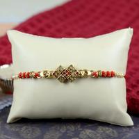 Multi Square Red and Tinted Stones Rakhi