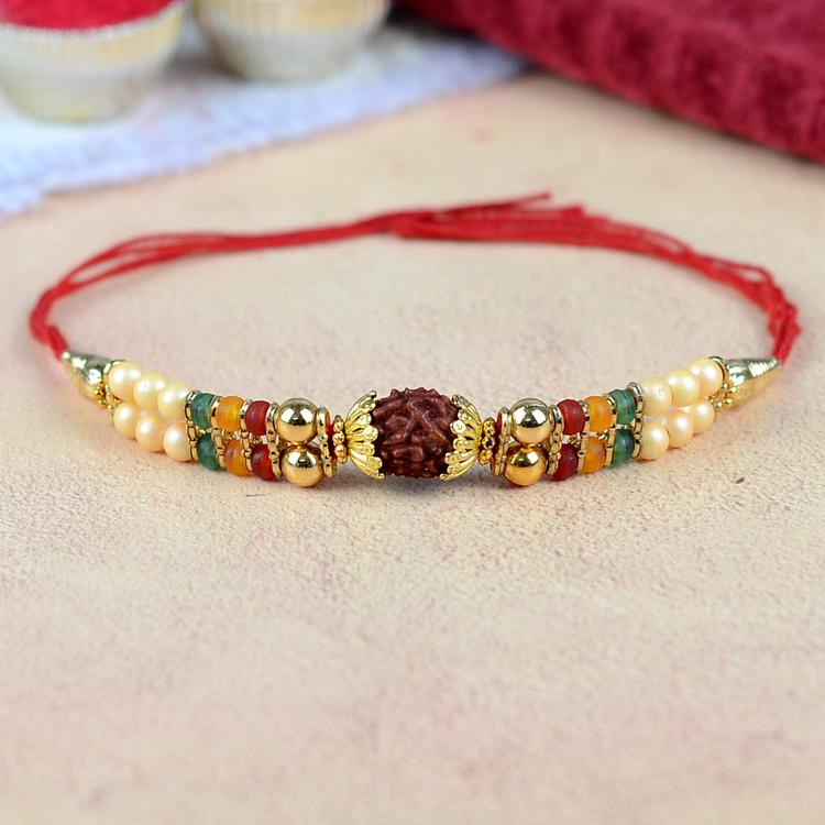Mega Rudraksh Colourful Rakhi Dori