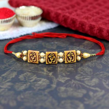 Triple Om Square Beads Rakhi Dori