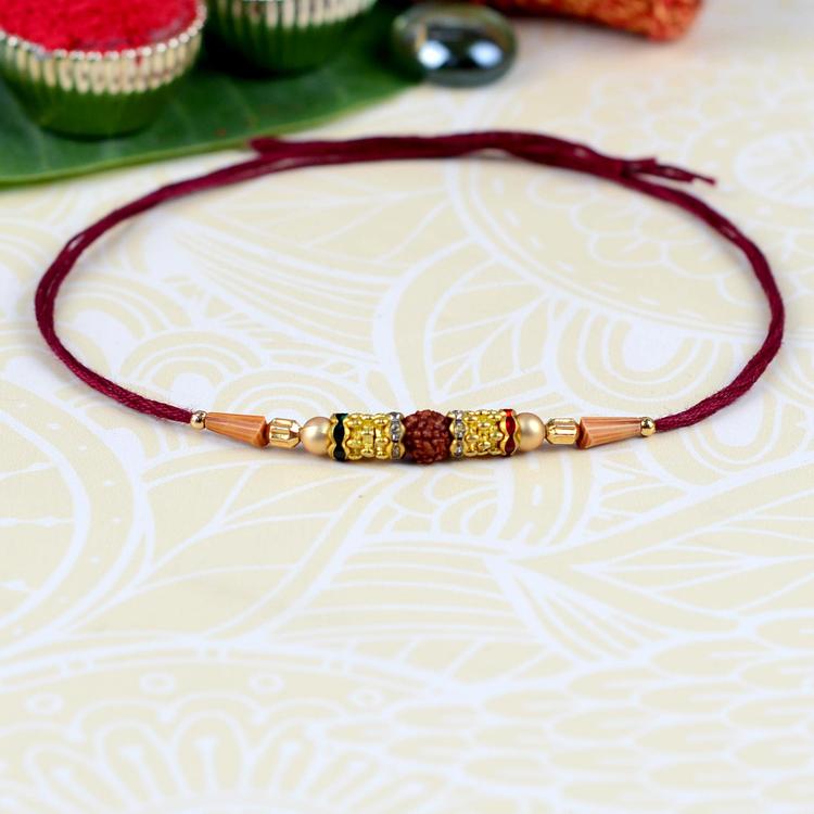 Single Rudraksh 338 Maroon Rakhi