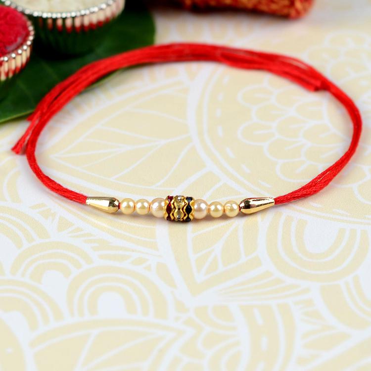 Simple Stones and Beads Red Rakhi 427