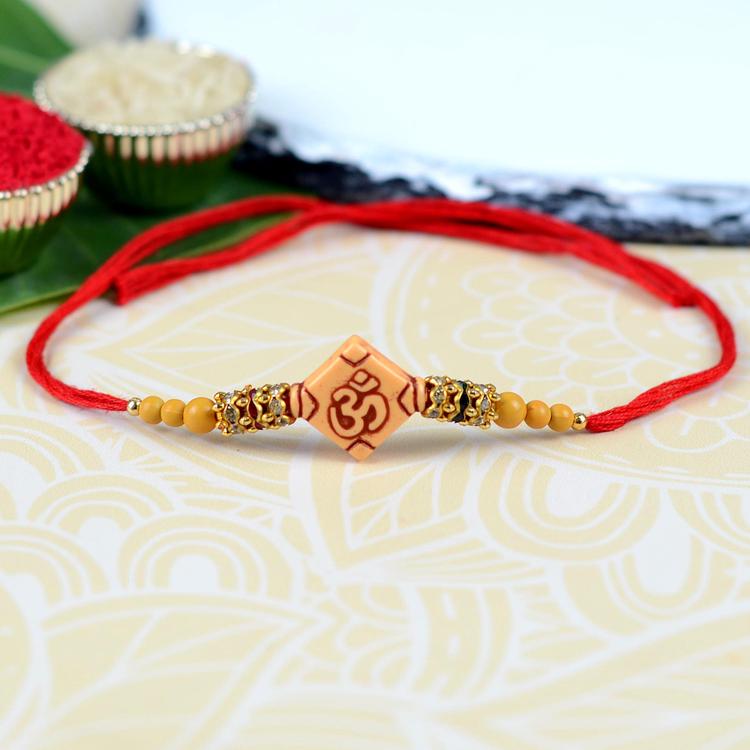 Back to Back Square Om Rakhi Red