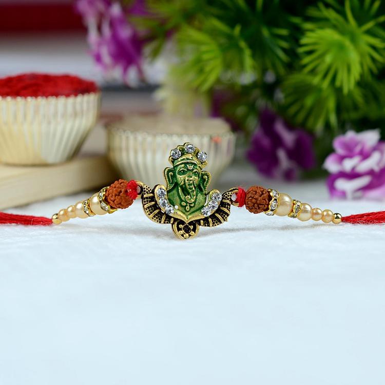 Antique Green Ganesh Rakhi 1965