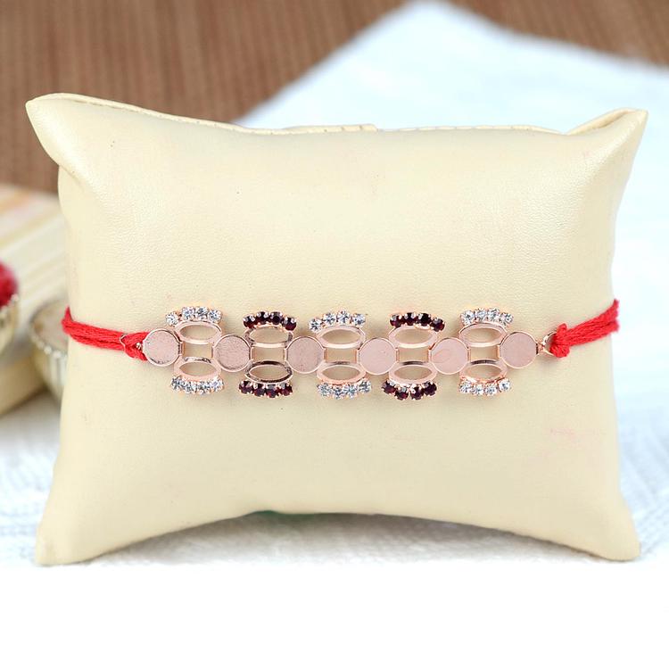 Rose Gold & White Stones Rakhi