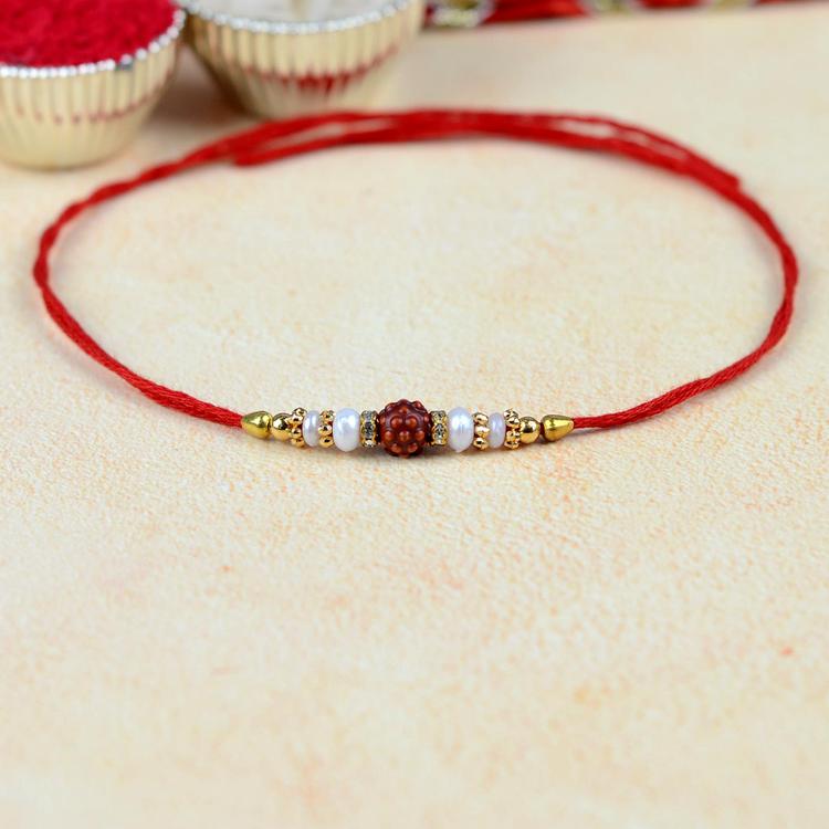 Pleasing Single Rudraksh Rakhi INH119