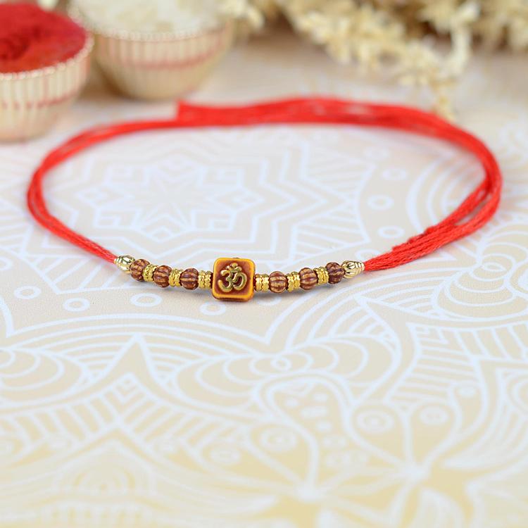 Red 400 Om and Swastik Rakhi