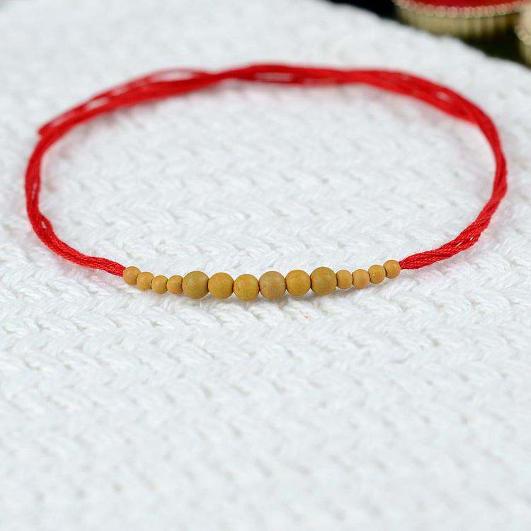 Dual Sized Tulsi Beads Rakhi Dori