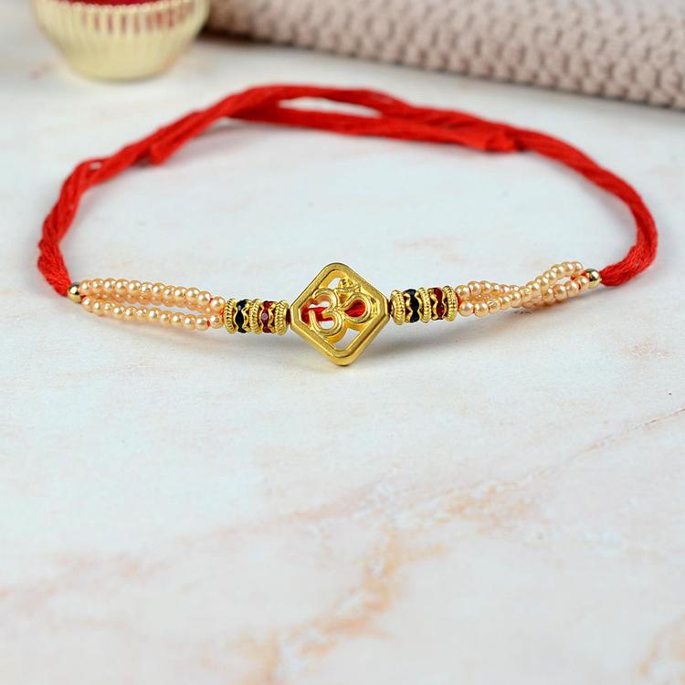 Golden Om Rakhi 461 Red