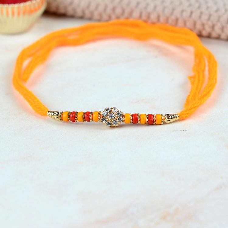 Dazzling Stones 317 Yellow Rakhi Dori