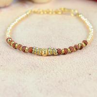 Golden Bead Rudraksh Pearl Bracelet Rakhi