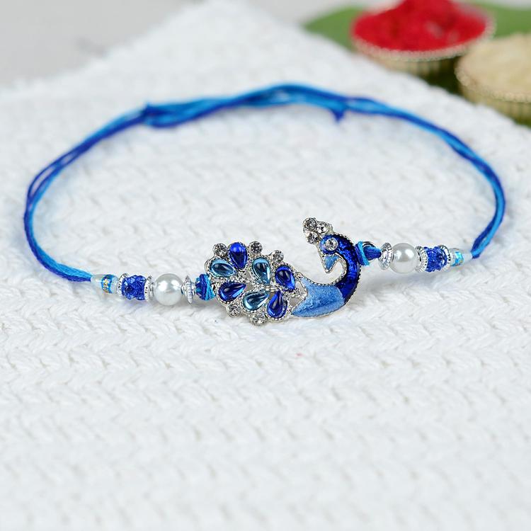 Dual Shaded Blue Peacock Rakhi