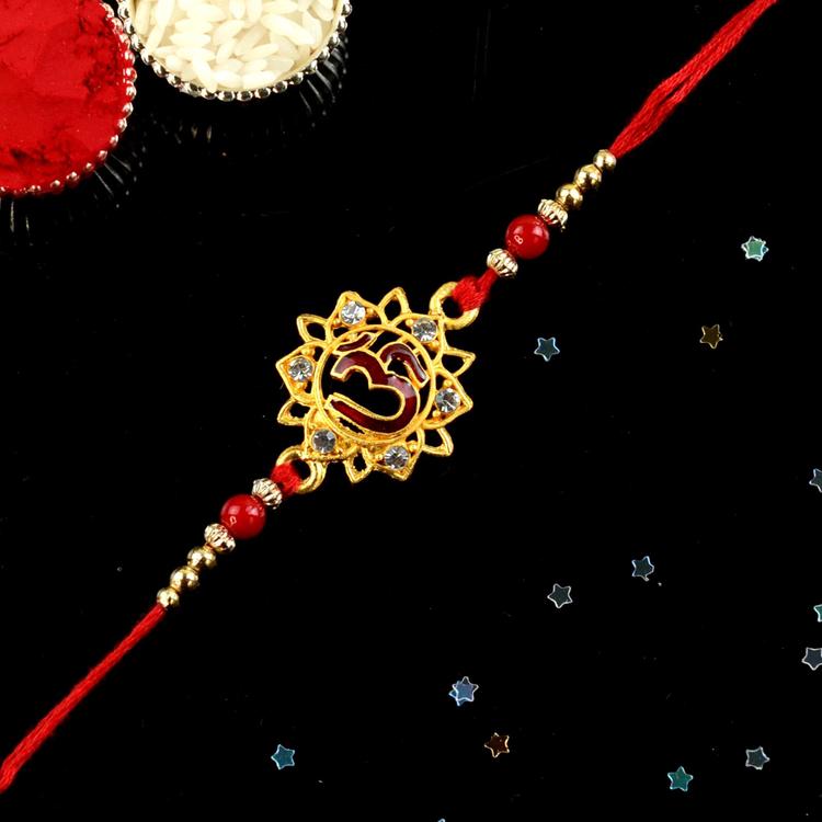 Floral Red Om Rakhi