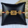 Antique Rectangle Tinted Stone Rakhi