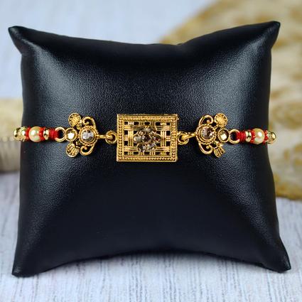 Antique Rectangle Tinted Stone Rakhi