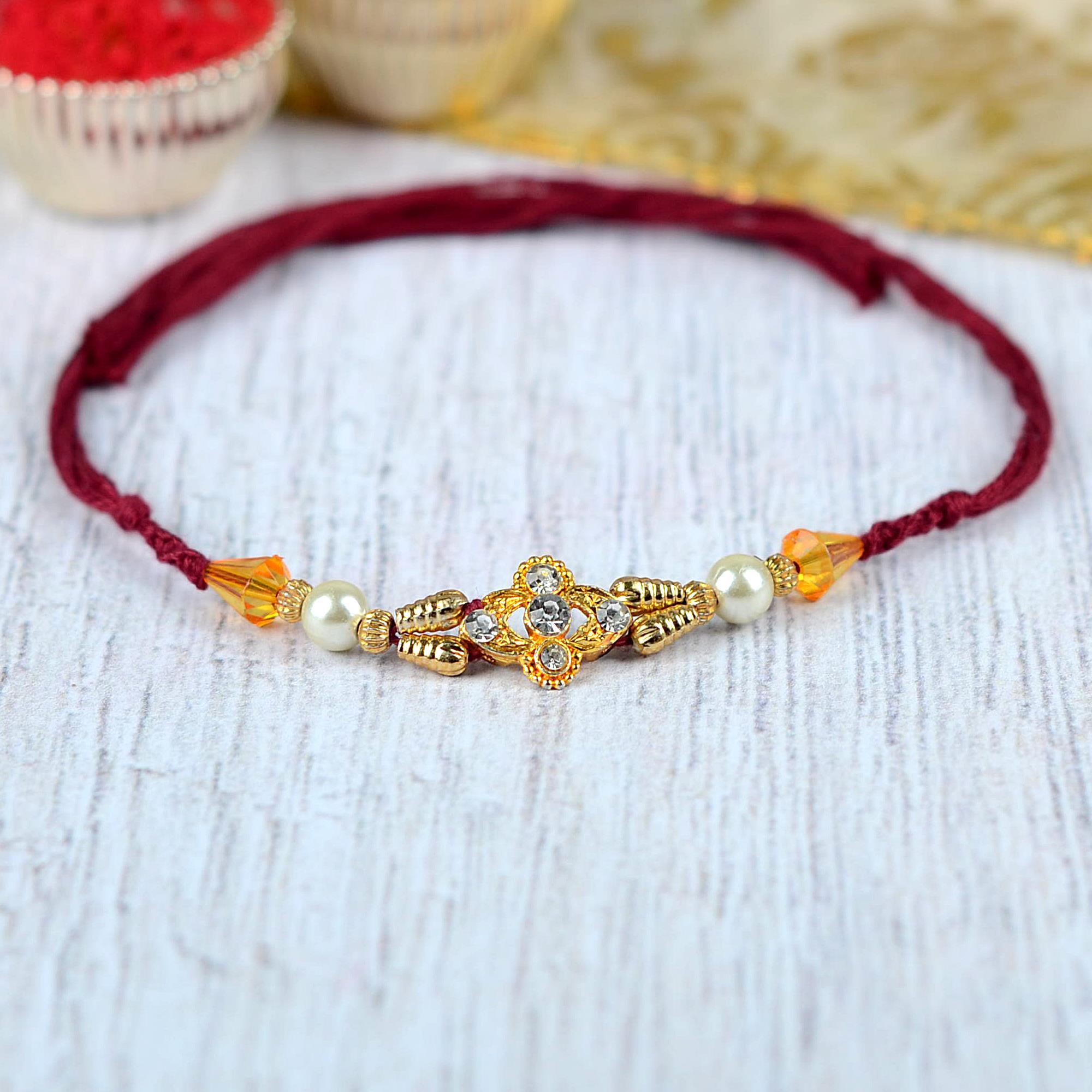 Symmetric Stone Rakhi Dori | Regular Rakhi