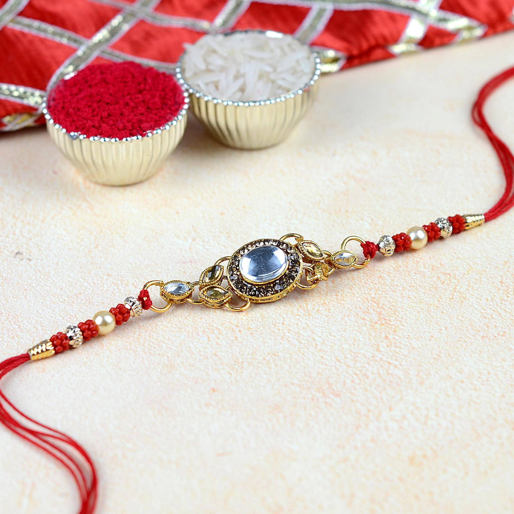 Kundan Stones Collection Rakhi Designer Rakhi