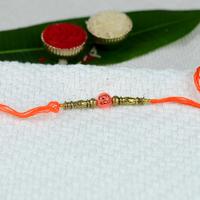 Orange Smiley Bead Antique Rakhi