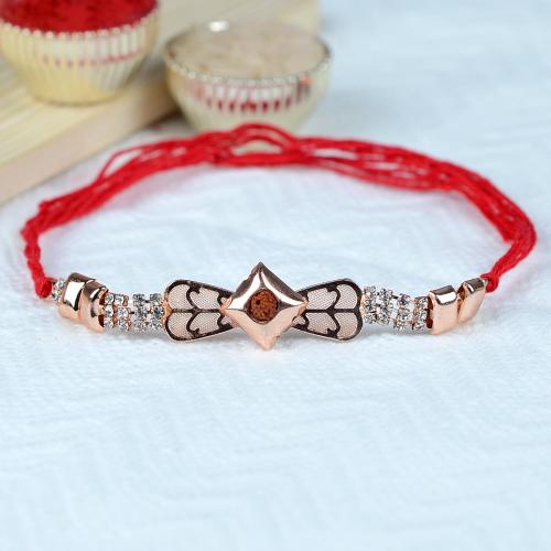 Rose Gold Rudraksh Stones Rakhi