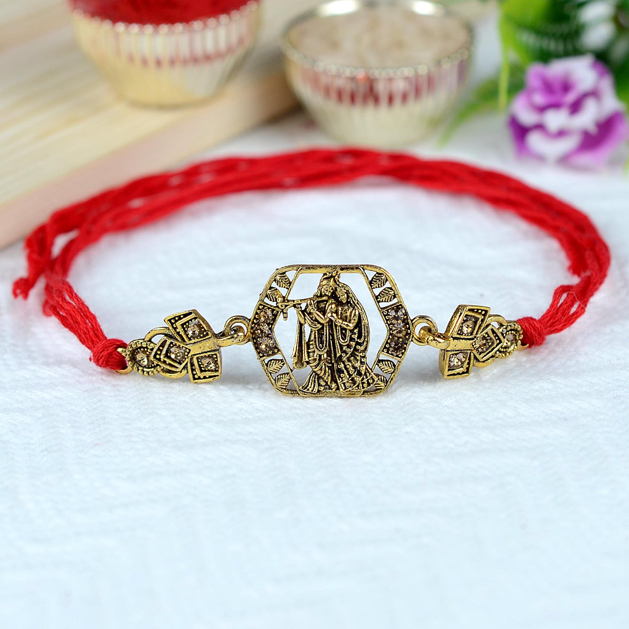 Divine Radha Krishna Antique Rakhi Rakhi to Ludhiana