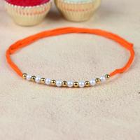 Gold & White Beads Rakhi AP02 Orange