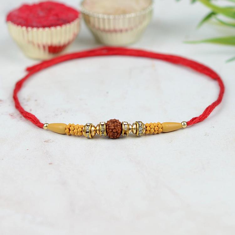 Rudraksh with Stones 431 Rakhi Red Dori