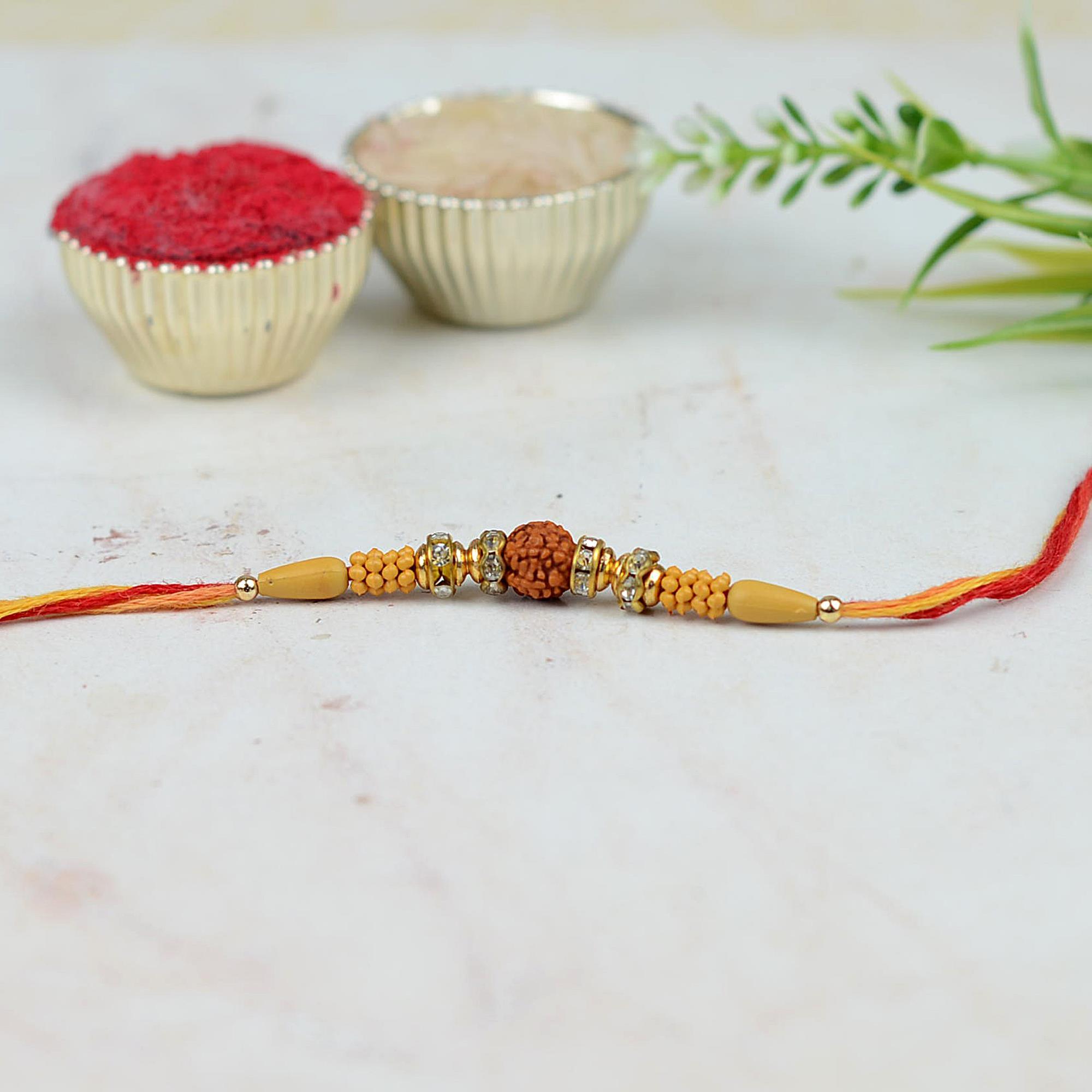 Rudraksh with Stones 431 Rakhi Mauli Dori | Rudraksh Rakhi