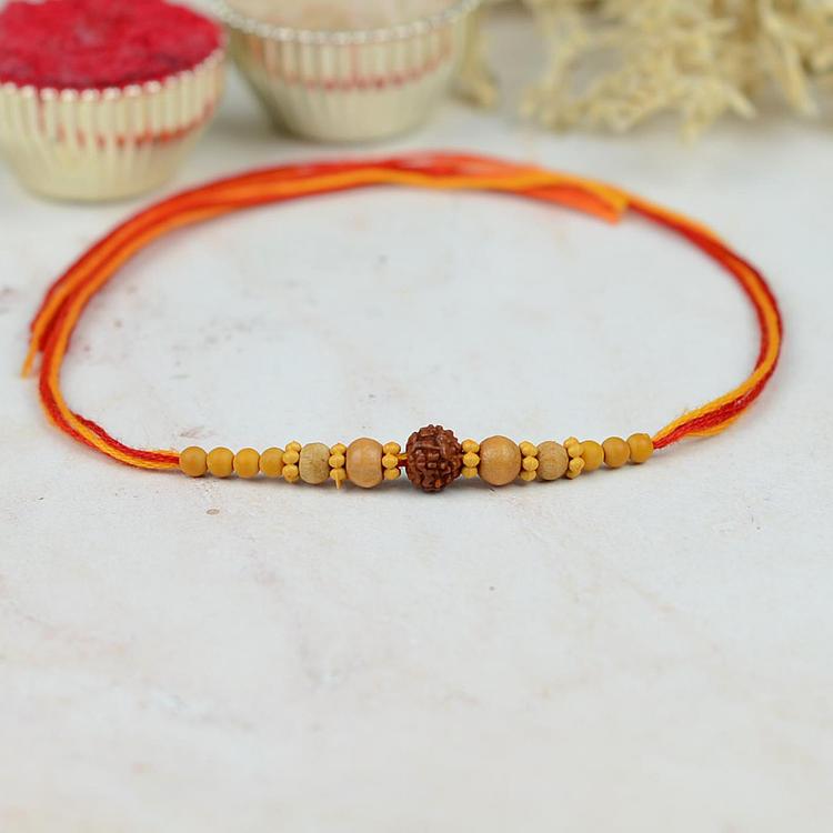 Single Rudraksh Rakhi With Beads