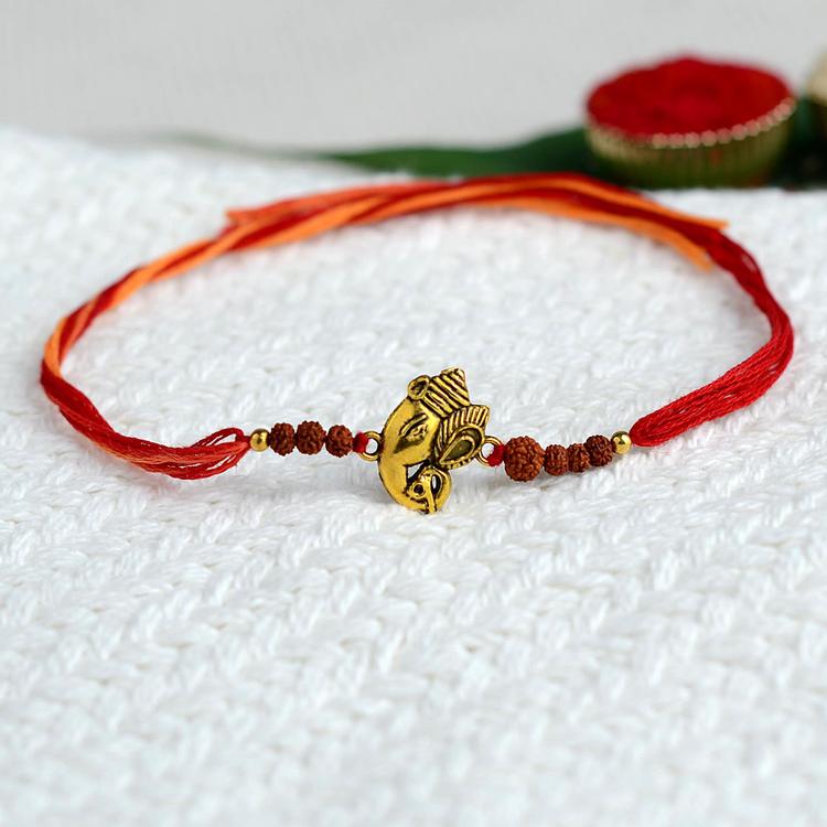 Antique Ganesh Rudraksh 5001 Mauli Rakhi