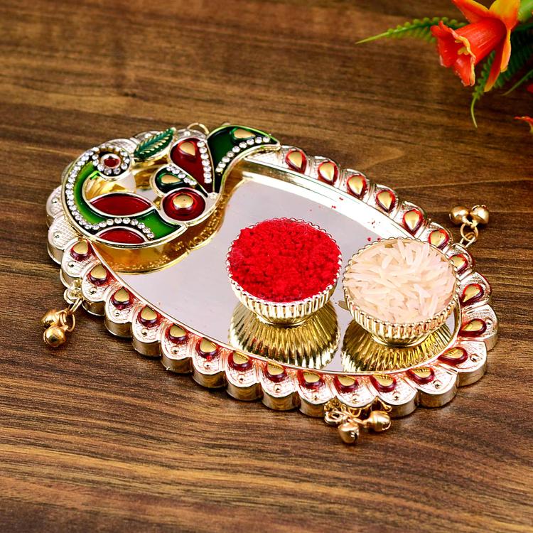 Oval Glossy Designer Puja Thali