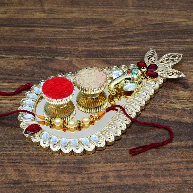 Pearl Rakhi on Designer Thali With Roli Chawal