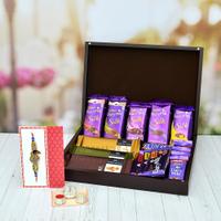 Choco Gift & Rakhi in a Flat Brown Box