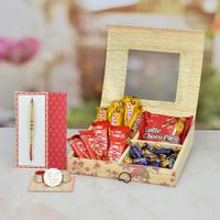 Cute Chocolate Hamper Box With Rakhi