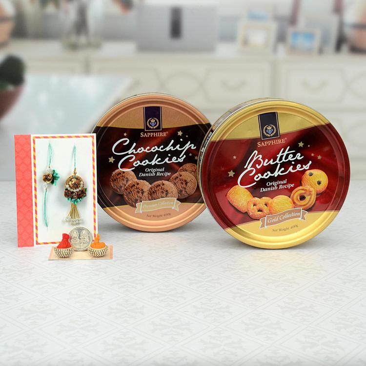 Sapphire Cookies Combo Set of 2 With Rakhi