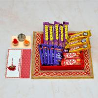 Set of 4 Chocolates With Rakhi Thali