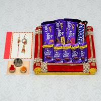 Crunchy Choco Treats Combo Thali With Rakhi