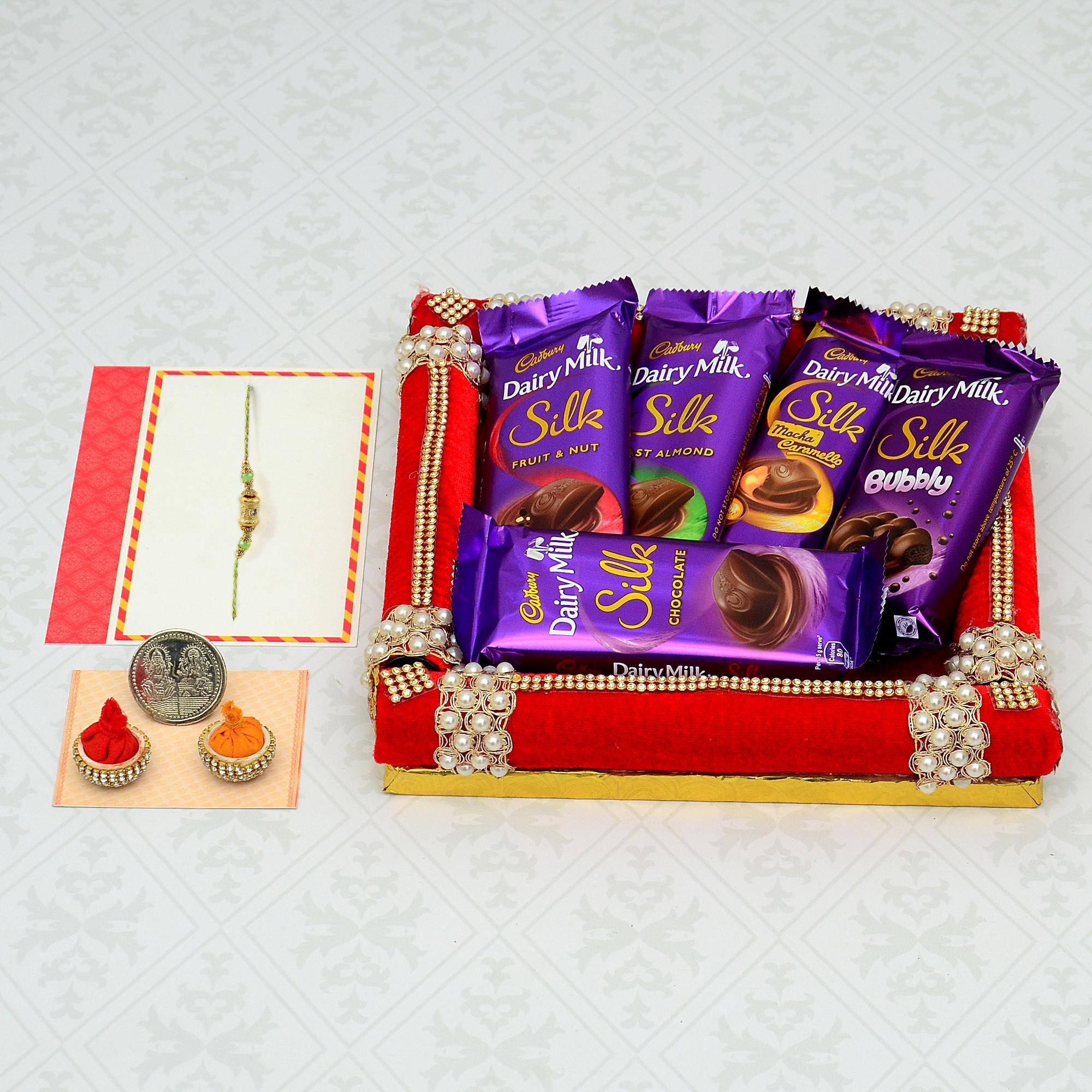 Dairy Milk Silk Super Thali With Rakhi Chocolate Hampers