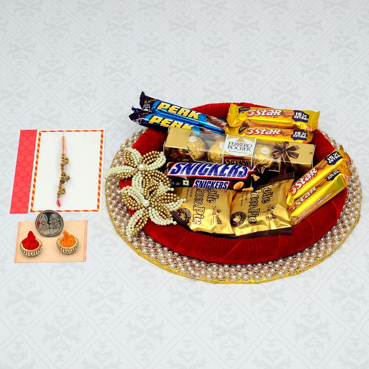 Exclusive Choco Snacker Thali With Rakhi