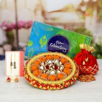 Chocolates, Almond, Laddoo Thali for Rakhi