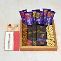 Dry fruits Rakhi Combo With Dairy Milk and Bournville