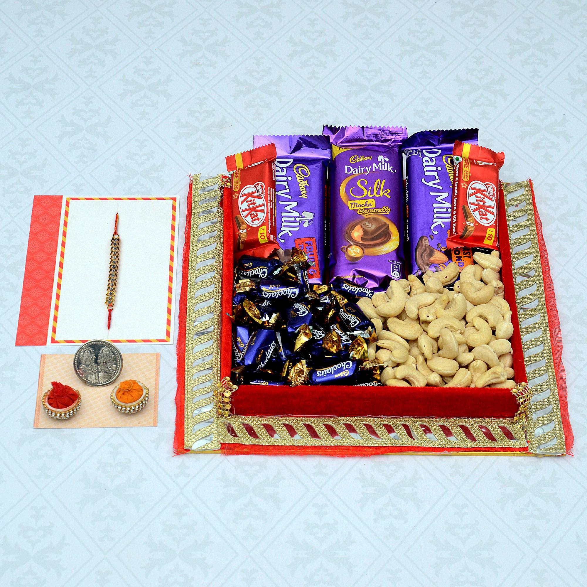 Dairy Milk Chocolates With Dry Fruits Rakhi Thali Rakhi Hampers