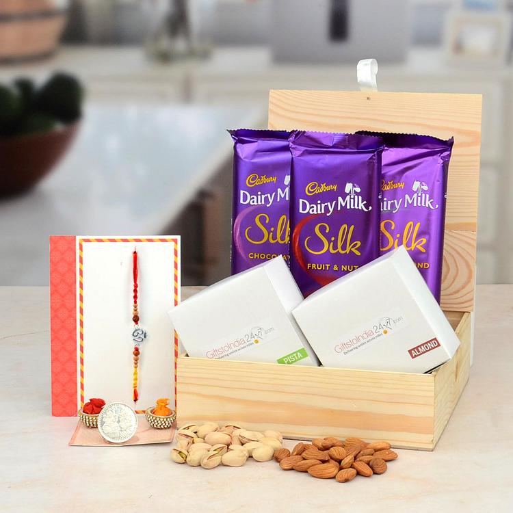 Pista Almond WIth Dairy Milk Rakhi Hamper