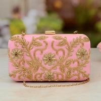 Pink Clutch & Golden Floral Designs