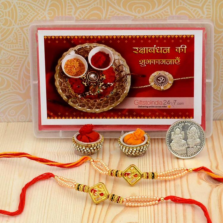 Golden Om 461 Rakhi Set