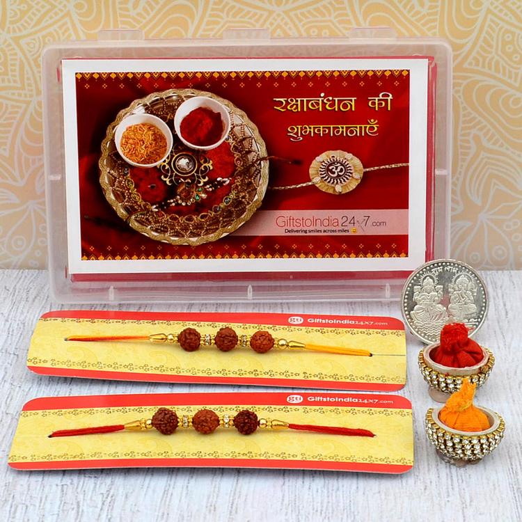 Triple Rudraksh Rakhi Dori Set