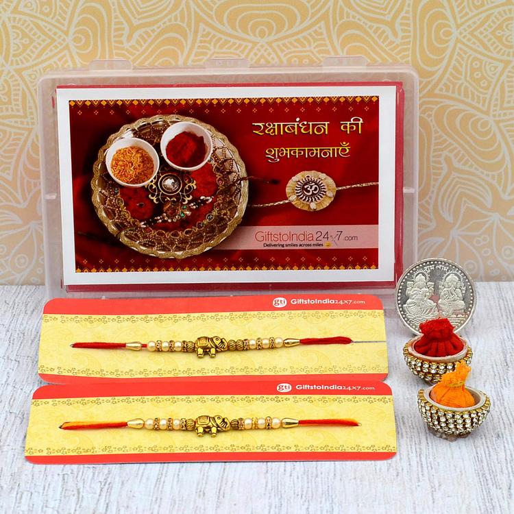 Antique Elephant 511 Rakhi Set