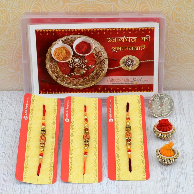 Om and Swastik 233 Rakhi Set