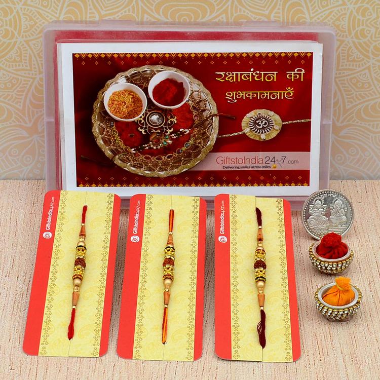 Set of 3 Single Rudraksh 338 Rakhi