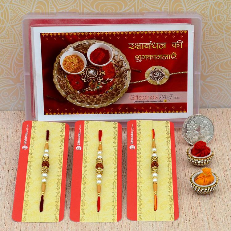 Single Rudraksh 217 Rakhi Set